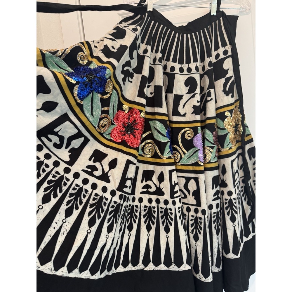 Sandy Starkman Wrap Skirt Small Sequin Floral Boho Artisan Statement Midi Skirt - Picture 3 of 9